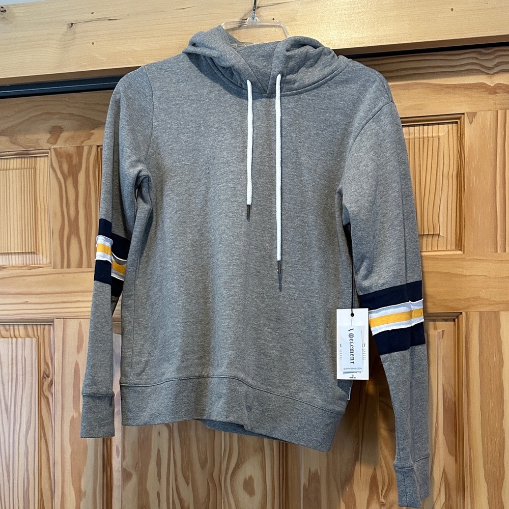 Element Gray Hoodie with Navy and Yellow Stripes NWT